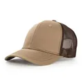 Zweifarbige Trucker-Mütze in Khaki und Braun mit gebogener Krempe - Verstellbar / Khaki & Kaffee