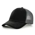 Classic black and grey mesh trucker hat featuring a curved brim for sun protection - Adjustable / Black + Gray