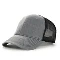 Grey and black mesh back trucker hat with curved brim for sun protection outdoor style - Adjustable / Heather Gray and Black