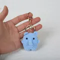 Handmade cute light blue crochet elephant animal keychain, creative bag charm accessory - Elephant (Gold Clasp)
