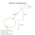 Elegant S925 sterling zilveren vingerarmband met ronde parels en verstelbare ketting - L885 Kunstparel Stijl (18K Verguld) / Goud