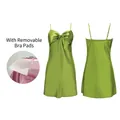 Green satin camisole nightdress with removable chest pads for women - Apple Green