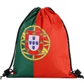 Detailed view of the Portugal national flag drawstring backpack with durable rope straps - Portugal Style