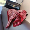 High-end red silk square scarf featuring retro paisley and white polka dot patterns - Polka Dot Red Paisley