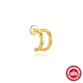 Minimalist gold-plated S925 sterling silver double C-shape cartilage stud earring - Gold (#2 Double C Smooth)