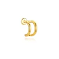 Minimalist gold-plated S925 sterling silver double C-shape cartilage stud earring - Gold (#2 Double C Smooth)