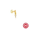 Elegant S925 sterling silver cartilage piercing stud with dangling double CZ stones - Gold (#4 Double Zirconia Vertical Pendant)
