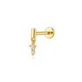 Elegant S925 sterling silver cartilage piercing stud with dangling double CZ stones - Gold (#4 Double Zirconia Vertical Pendant)