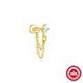 Gold-plated S925 sterling silver marquise crystal chain cartilage stud earring 16G - Gold (#5 Marquise Zirconia Double Chain)