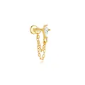 Gold-plated S925 sterling silver marquise crystal chain cartilage stud earring 16G - Gold (#5 Marquise Zirconia Double Chain)