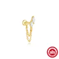 Gold S925 sterling silver marquise stud earring with dangling chain for cartilage - Gold (#6 Double Marquise Zirconia Chain)
