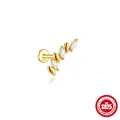 S925 sterling silver marquise cut zircon cartilage piercing stud earring in gold - Gold (#7 Five Marquise Zirconia Row)