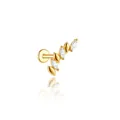 S925 sterling silver marquise cut zircon cartilage piercing stud earring in gold - Gold (#7 Five Marquise Zirconia Row)