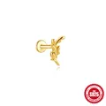 Gold plated S925 sterling silver leaf branch cartilage helix piercing stud earring - Gold (#9 Branch Leaf Shape)