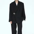Chaqueta de traje casual negra para hombre con cierre creativo de imperdible plateado - M / Negro
