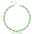 Elegant green natural stone beaded necklace with gold spacers for a minimalist chic look - Green Rutilated Quartz Heishi Necklace