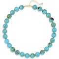 Bohemian chunky resin bead necklace with turquoise marble pattern and gold clasp - Light Blue (5)