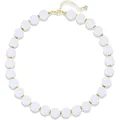 Bohemian white resin beaded necklace with gold-toned spacers and adjustable chain - White (6)