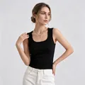 Premium sleeveless Tencel Lyocell cooling tank top for women in a classic black color - L / Black