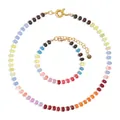 Bohemian style rainbow chalcedony disc bead necklace and bracelet jewelry set for women - Bracelet And Necklace (手链项链套装7)