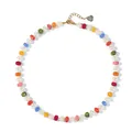 Handmade colorful chalcedony bead necklace with rainbow disc beads and gold heart charm - Heart Rainbow Abacus Bead Style 4