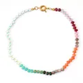 Bohemian rainbow chalcedony disc beads and white pearl necklace with gold clasp - Pearl Rainbow Splicing Style (款式8)