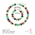 Medidas detalladas del conjunto de collar y pulsera de cuentas de resina de colores. - Collar 40+5CM / Serie Multicolor