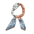 Vintage paisley silk neck scarf in multi-color pattern, small square hair band - Mixed Caramel Paisley