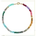 Colorful bohemian rainbow chalcedony abacus bead necklace for women's summer surf style - Brilliant Rainbow Abacus Bead Style (款式9)