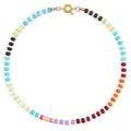 Bohemian rainbow chalcedony beaded necklace with colorful disc beads and gold clasp - Fashion Flat Bead Style (款式10)