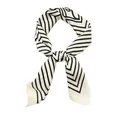 Elegant retro geometric black and white striped silk square scarf necktie for women - Cream White Striped