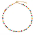 Colorful faceted rainbow bead necklace with gold-tone chain and small heart charm - Heart Rainbow Abacus Bead Style 5