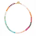 Vibrant Bohemian rainbow chalcedony bead necklace with a secure golden lobster clasp - Bright Rainbow Gradient Style (款式14)
