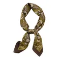 Vintage olive green paisley silk square scarf for professional neckwear and hairband - Olive Green Paisley