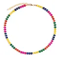 Handmade rainbow chalcedony abacus bead necklace with gold-plated heart charm chain - Heart Rainbow Abacus Bead Style 9