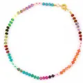 Handmade bohemian style rainbow chalcedony beaded necklace for women with golden clasp - Jumping Color Necklace Style (款式16)