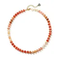 Chalcedony abacus bead necklace with gold chain and heart charm in orange tones - Heart Rainbow Abacus Bead Style 10