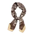 Vintage brown paisley small square silk scarf for women with sun pattern design - Mocha Brown Paisley