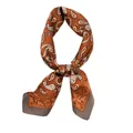 Elegant vintage paisley pattern neck scarf in burnt orange with grey border silk feel - Caramel Paisley
