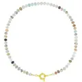 Bohemian style rainbow chalcedony saucer bead necklace with a golden ring clasp for women. - Soft Rainbow Gradient Style (款式19)