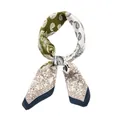 Vintage paisley pattern small silk square scarf for women neckerchief in olive and navy - Mixed Green Paisley