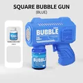 Blue automatic electric bubble gun toy with bubble solution bottles - Square 6-Hole Blue (Opp Bag)