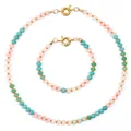 Bohemian colorful chalcedony bead necklace and bracelet jewelry set for summer surfing - Necklace And Bracelet (项链手链套装20)