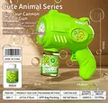 Automatisches elektrisches Dinosaurier-Seifenblasenpistolen-Spielzeug mit Seifenwasser - Rund 6-Loch Grün Dinosaurier (Opp-Beutel)