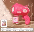 Automatic pink bear bubble gun toy for kids with bubble refill solution bottle - Round 6-Hole Pink Bear (Opp Bag)
