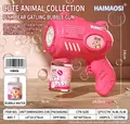 Pistolet à bulles automatique ours rose pour enfants avec bouteille de recharge - Rond 6 Trous Ours Rose (Sac Opp)