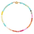 Colorful bohemian rainbow chalcedony abacus bead necklace with gold spring clasp - Bohemian Gradient Rainbow Style (款式23)