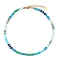 Handmade colorful chalcedony abacus bead necklace with gold chain and heart charm - Heart Rainbow Abacus Bead Style 18