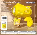 Ensemble de pistolet à bulles électrique canard jaune avec flacon de solution liquide - Rond 6 Trous Canard Jaune (Sac Opp)