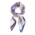 Elegant retro purple floral silk scarf square neckerchief for women on white background - Purple Iris
